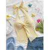 imageMakeMeChic Womens Halter Tops Slit Twist Front Backless Cute Summer Tank TopYellow