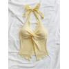 imageMakeMeChic Womens Halter Tops Slit Twist Front Backless Cute Summer Tank TopYellow