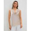 imageMakeMeChic Womens Satin Silk Tank Tops Cowl Neck Sleeveless Camisole Tops Dressy ShirtsBrown a