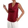 imageMakeMeChic Womens Satin Silk Tank Tops Cowl Neck Sleeveless Camisole Tops Dressy ShirtsBurgundy