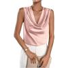 imageMakeMeChic Womens Satin Silk Tank Tops Cowl Neck Sleeveless Camisole Tops Dressy ShirtsLight Pink