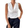 imageMakeMeChic Womens Satin Silk Tank Tops Cowl Neck Sleeveless Camisole Tops Dressy ShirtsWhite