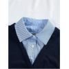 imageMakeMeChic Womens Striped Print Rib Knitted Long Sleeve Collar Neck Button Down Shirt Blouse TopsBlue