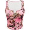 imageMakeMeChic Womens Camo Notched Wide Strap Tank Top Sleeveless Streetwear Crop TopsPink