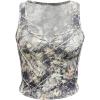 imageMakeMeChic Womens Camo Notched Wide Strap Tank Top Sleeveless Streetwear Crop TopsWhite