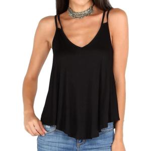imageMakeMeChic Womens Loose V Neck Cami Tank Tops Casual Sleeveless ShirtBlack