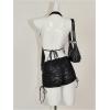 imageMakeMeChic Womens Lepoard Print Halter Tops Y2k Split Asymmetrical Club Crop TopBlack Lace