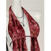 imageMakeMeChic Womens Lepoard Print Halter Tops Y2k Split Asymmetrical Club Crop TopFloral Red