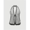 imageMakeMeChic Womens Lepoard Print Halter Tops Y2k Split Asymmetrical Club Crop TopFuzzy Grey