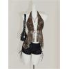 imageMakeMeChic Womens Lepoard Print Halter Tops Y2k Split Asymmetrical Club Crop TopGold Brown