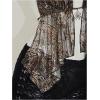 imageMakeMeChic Womens Lepoard Print Halter Tops Y2k Split Asymmetrical Club Crop TopGold Brown