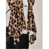 imageMakeMeChic Womens Lepoard Print Halter Tops Y2k Split Asymmetrical Club Crop TopLeopard Print