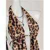 imageMakeMeChic Womens Lepoard Print Halter Tops Y2k Split Asymmetrical Club Crop TopLeopard Print