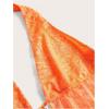 imageMakeMeChic Womens Lepoard Print Halter Tops Y2k Split Asymmetrical Club Crop TopOrange Lace