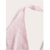imageMakeMeChic Womens Lepoard Print Halter Tops Y2k Split Asymmetrical Club Crop TopPink Lace