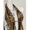 imageMakeMeChic Womens Lepoard Print Halter Tops Y2k Split Asymmetrical Club Crop TopTiger Print