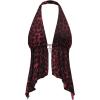 imageMakeMeChic Womens Lepoard Print Halter Tops Y2k Split Asymmetrical Club Crop TopRed
