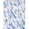 imageMakeMeChic Womens Floral Tie Shoulder Tank Tops Ruched Ruffle Hem Shirred Camisole Crop TopsBlue and White