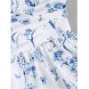 imageMakeMeChic Womens Floral Tie Shoulder Tank Tops Ruched Ruffle Hem Shirred Camisole Crop TopsBlue and White