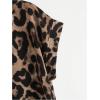 imageMakeMeChic Womens Leopard Print Blouse Tie Front Crew Neck Cap Sleeve Tie Front Summer Casual TopMulticolor