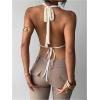 imageMakeMeChic Womens Sexy Deep V Neck Halter Top Backless Going Out Top Y2k Crop TopsApricot a