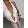 imageMakeMeChic Womens Sexy Deep V Neck Halter Top Backless Going Out Top Y2k Crop TopsApricot a