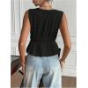 imageMakeMeChic Womens Tie Front V Neck Tank Top Bow Sleeveless Ruffle Hem Crop TopsBlack