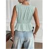 imageMakeMeChic Womens Tie Front V Neck Tank Top Bow Sleeveless Ruffle Hem Crop TopsBlue