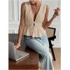 imageMakeMeChic Womens Tie Front V Neck Tank Top Bow Sleeveless Ruffle Hem Crop TopsKhaki