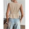 imageMakeMeChic Womens Tie Front V Neck Tank Top Bow Sleeveless Ruffle Hem Crop TopsKhaki