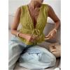 imageMakeMeChic Womens Tie Front V Neck Tank Top Bow Sleeveless Ruffle Hem Crop TopsMint Green