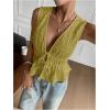 imageMakeMeChic Womens Tie Front V Neck Tank Top Bow Sleeveless Ruffle Hem Crop TopsMint Green