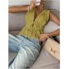 imageMakeMeChic Womens Tie Front V Neck Tank Top Bow Sleeveless Ruffle Hem Crop TopsMint Green
