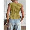 imageMakeMeChic Womens Tie Front V Neck Tank Top Bow Sleeveless Ruffle Hem Crop TopsMint Green