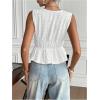 imageMakeMeChic Womens Tie Front V Neck Tank Top Bow Sleeveless Ruffle Hem Crop TopsWhite