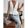 imageMakeMeChic Womens Tie Front V Neck Tank Top Bow Sleeveless Ruffle Hem Crop TopsWhite