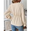 imageMakeMeChic Womens V Neck Bell Sleeve Blouses Top Knot Front Wrap Ruffle Hem BlousesApricot