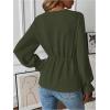 imageMakeMeChic Womens V Neck Bell Sleeve Blouses Top Knot Front Wrap Ruffle Hem BlousesArmy Green
