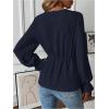 imageMakeMeChic Womens V Neck Bell Sleeve Blouses Top Knot Front Wrap Ruffle Hem BlousesBlue