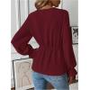 imageMakeMeChic Womens V Neck Bell Sleeve Blouses Top Knot Front Wrap Ruffle Hem BlousesBurgundy