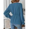 imageMakeMeChic Womens V Neck Bell Sleeve Blouses Top Knot Front Wrap Ruffle Hem BlousesDusty Blue