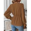 imageMakeMeChic Womens V Neck Bell Sleeve Blouses Top Knot Front Wrap Ruffle Hem BlousesKhaki