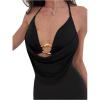 imageMakeMeChic Womens Sexy Deep V Neck Halter Top Backless Going Out Top Y2k Crop TopsBlack