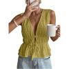 imageMakeMeChic Womens Tie Front V Neck Tank Top Bow Sleeveless Ruffle Hem Crop TopsMint Green