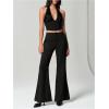 imageMakeMeChic Womens Corset Top Going Out Sexy Halter Top Cheetah Print Backless Deep V Neck TopBlack