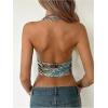 imageMakeMeChic Womens Corset Top Going Out Sexy Halter Top Cheetah Print Backless Deep V Neck TopGreen