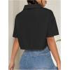 imageMakeMeChic Womens Cropped Button Down Shirt Collar Short Sleeve Pocket Crop TopsBlack