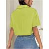 imageMakeMeChic Womens Cropped Button Down Shirt Collar Short Sleeve Pocket Crop TopsGreen