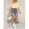 imageMakeMeChic Womens Cropped Button Down Shirt Collar Short Sleeve Pocket Crop TopsMustard Yellow