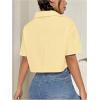 imageMakeMeChic Womens Cropped Button Down Shirt Collar Short Sleeve Pocket Crop TopsMustard Yellow